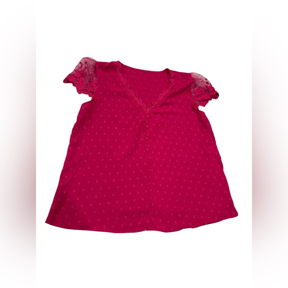 ✨ 5/$30 ✨ SHEIN Hot Pink Lace‎ Sleeve Top